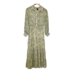 Cream Tiered Long Sleeve Dress with Notched Collar